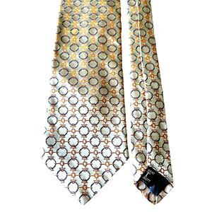 ROBERT TALBOTT Silk Tie best of class Geometric Circles Chain-link 90s Shiny Y2K